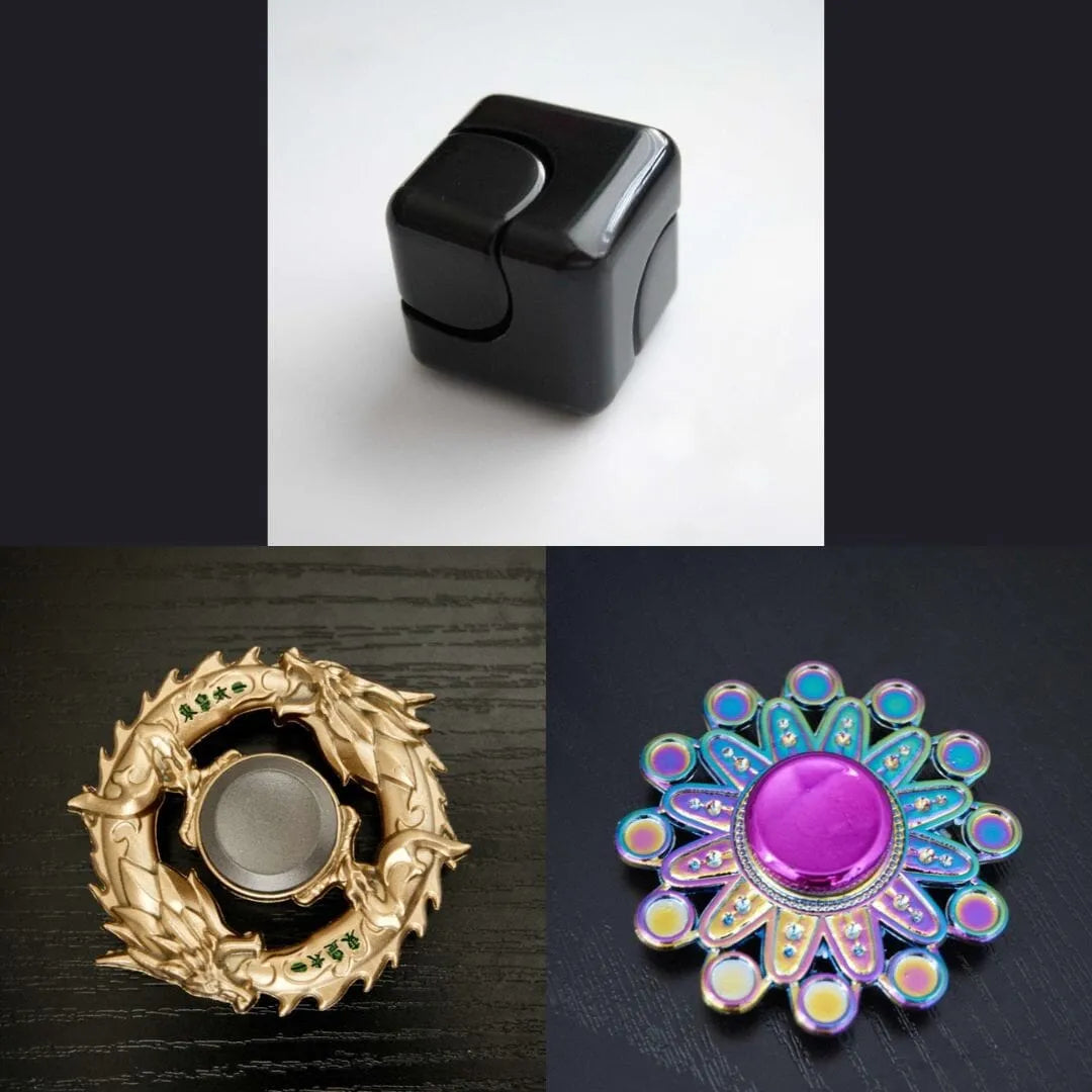 3 Beloved Fidget Spinners Bundle Black Gold Mandala