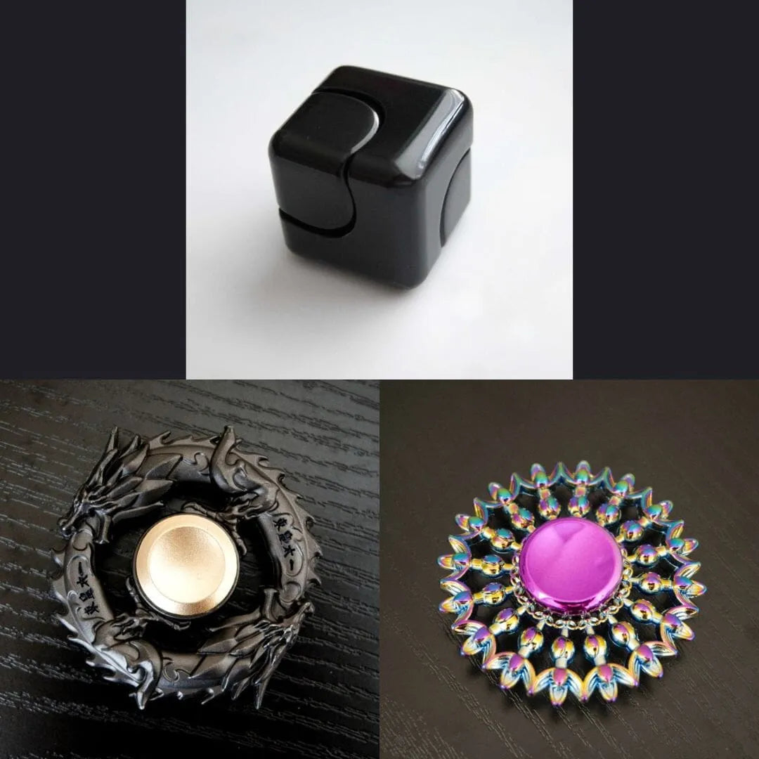 3 Beloved Fidget Spinners Bundle Black Black Flower Mandala