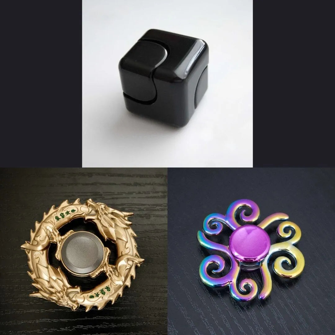 3 Beloved Fidget Spinners Bundle Black Gold Swirl