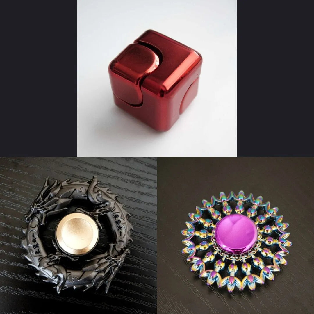 3 Beloved Fidget Spinners Bundle Red Black Flower Mandala