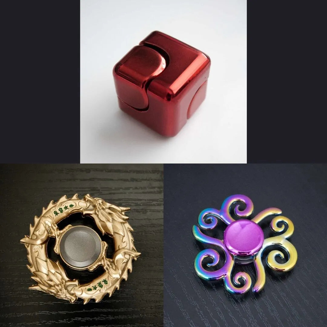 3 Beloved Fidget Spinners Bundle Red Gold Swirl