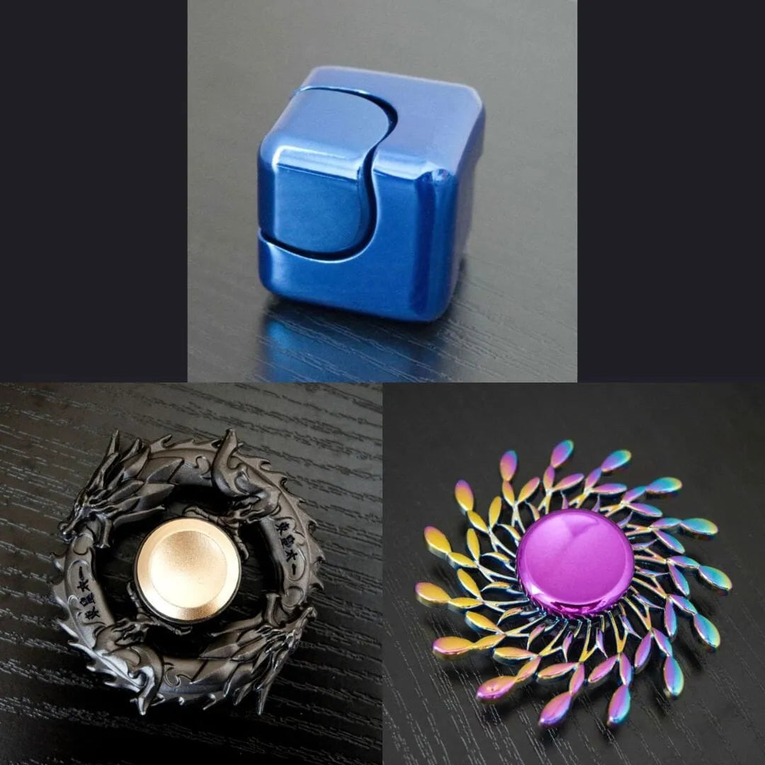 3 Beloved Fidget Spinners Bundle Blue Black Wind