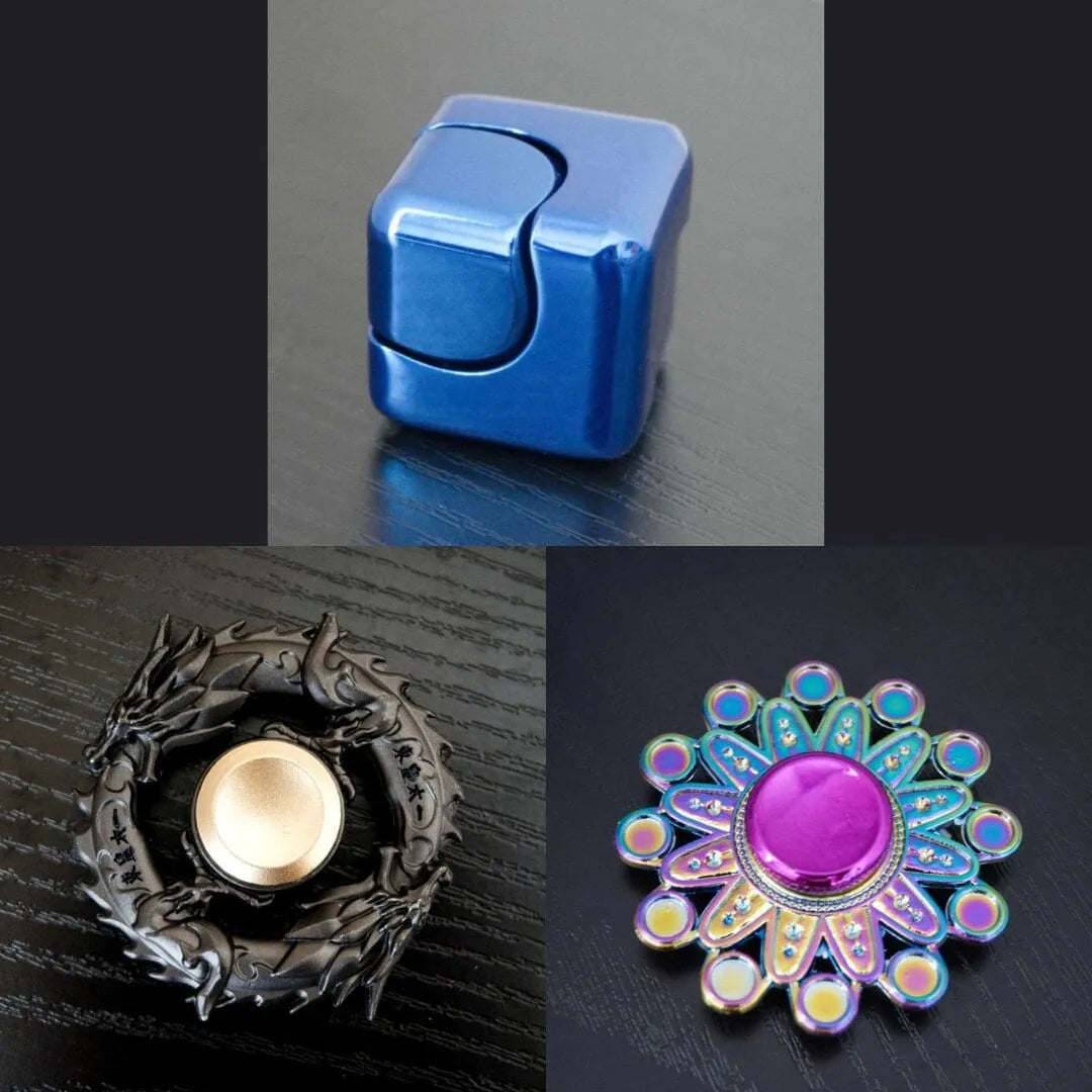 3 Beloved Fidget Spinners Bundle Blue Black Mandala