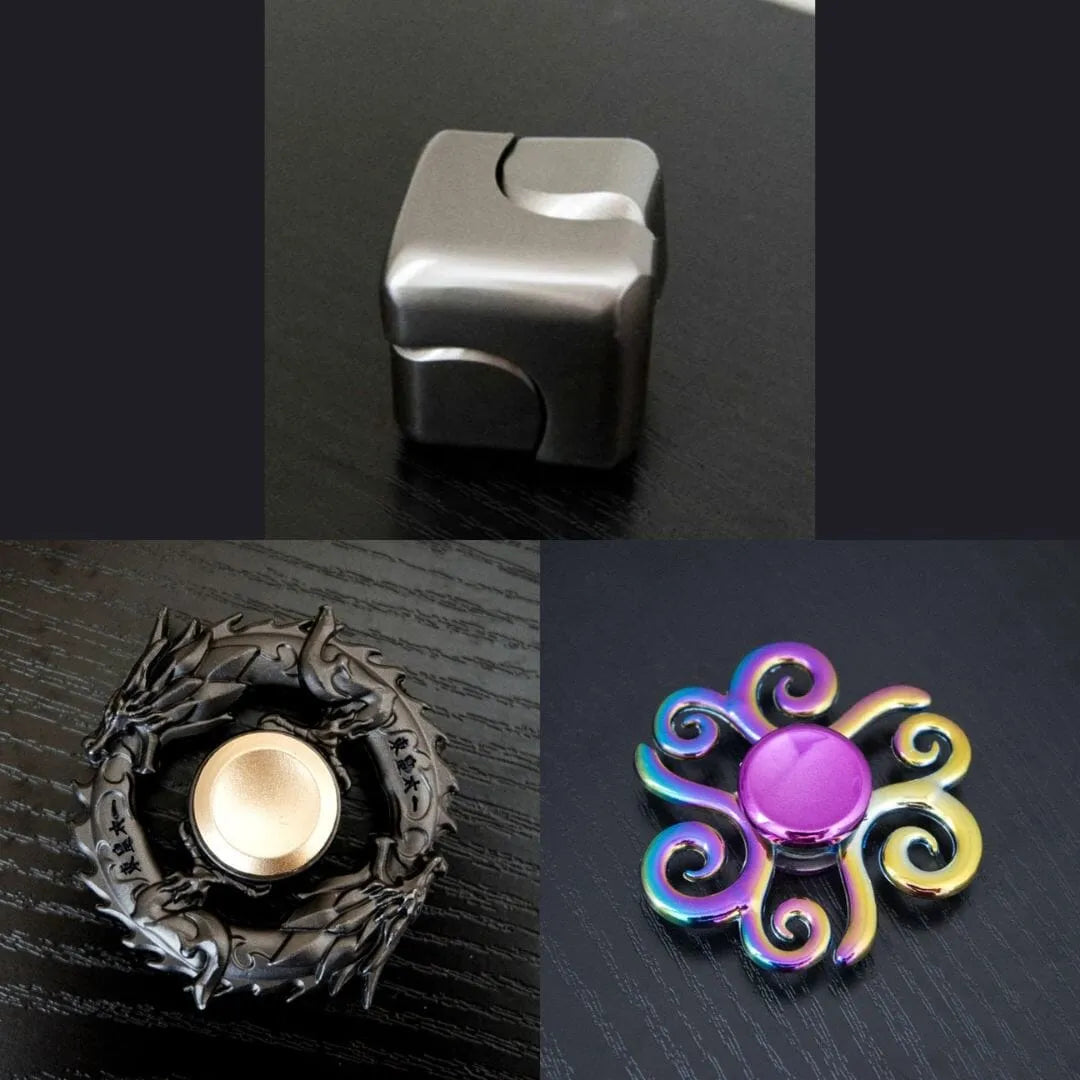 3 Beloved Fidget Spinners Bundle Silver Black Swirl