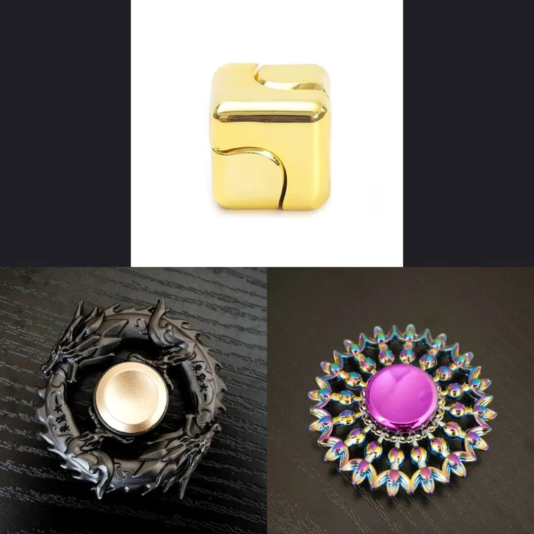 3 Beloved Fidget Spinners Bundle Gold Black Flower Mandala