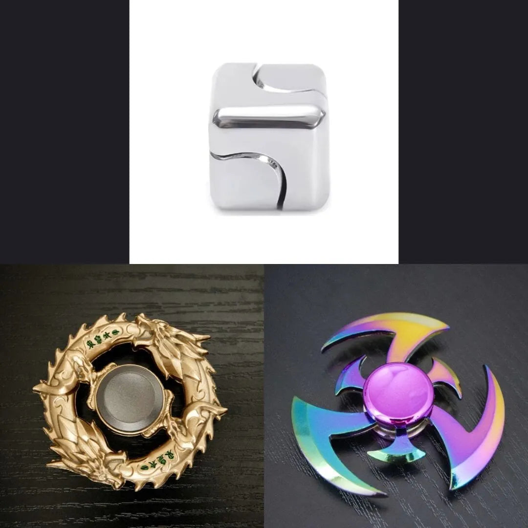 3 Beloved Fidget Spinners Bundle Metallic Silver Gold Shuriken