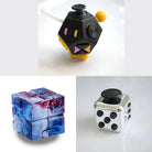 3 Fidgeting Cubes Bundle Galaxy Metallic Silver Black & Yellow Multi Color