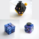 3 Fidgeting Cubes Bundle Blue Galaxy Galaxy Black & Yellow Multi Color