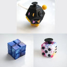 3 Fidgeting Cubes Bundle Blue Galaxy Paint Splatter Black & Yellow Multi Color