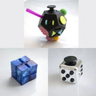 3 Fidgeting Cubes Bundle Blue Galaxy Metallic Silver Multi Colored