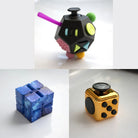 3 Fidgeting Cubes Bundle Blue Galaxy Copper Multi Colored