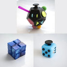 3 Fidgeting Cubes Bundle Blue Galaxy Sky Blue Multi Colored