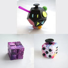 3 Fidgeting Cubes Bundle Purple Galaxy Paint Splatter Multi Colored