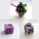 3 Fidgeting Cubes Bundle Purple Galaxy 80’s Retro Multi Colored