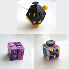 3 Fidgeting Cubes Bundle Purple Galaxy 80’s Retro Black & Yellow Multi Color
