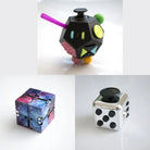 3 Fidgeting Cubes Bundle Galaxy (Weighted) Metallic Silver Multi Colored