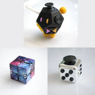 3 Fidgeting Cubes Bundle Galaxy (Weighted) Metallic Silver Black & Yellow Multi Color