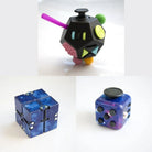3 Fidgeting Cubes Bundle Blue (Weighted) Galaxy Multi Colored