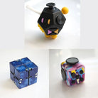 3 Fidgeting Cubes Bundle Blue (Weighted) 80’s Retro Black & Yellow Multi Color