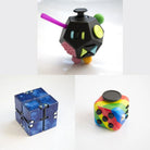 3 Fidgeting Cubes Bundle Blue (Weighted) Rainbow Multi Colored