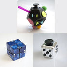 3 Fidgeting Cubes Bundle Blue (Weighted) Metallic Silver Multi Colored