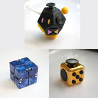 3 Fidgeting Cubes Bundle Blue (Weighted) Copper Black & Yellow Multi Color