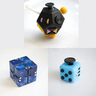 3 Fidgeting Cubes Bundle Blue (Weighted) Sky Blue Black & Yellow Multi Color