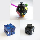 3 Fidgeting Cubes Bundle Blue (Weighted) All Black Multi Colored