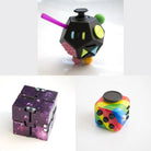 3 Fidgeting Cubes Bundle Purple (Weighted) Rainbow Multi Colored