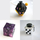 3 Fidgeting Cubes Bundle Purple (Weighted) Metallic Silver Black & Yellow Multi Color