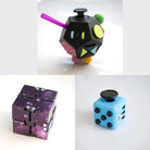 3 Fidgeting Cubes Bundle Purple (Weighted) Sky Blue Multi Colored