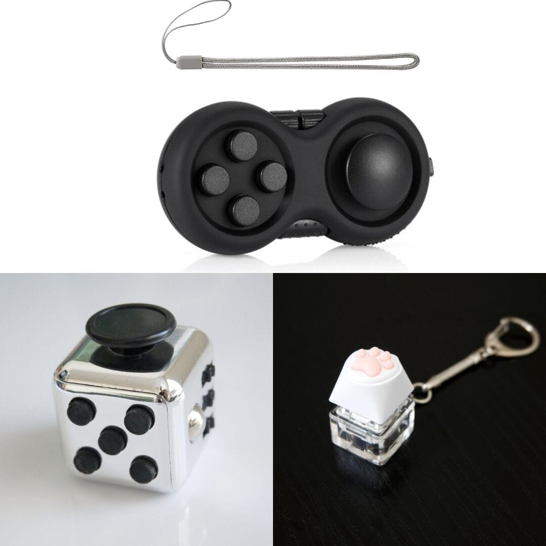 3 Bestselling Fidgets Bundle Metallic Silver All Black 