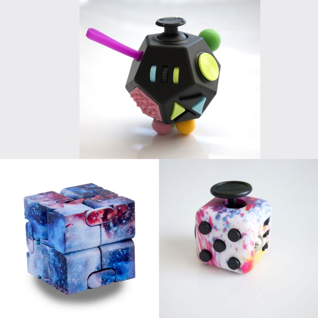 3 Fidgeting Cubes Bundle Galaxy Paint Splatter Multi Colored