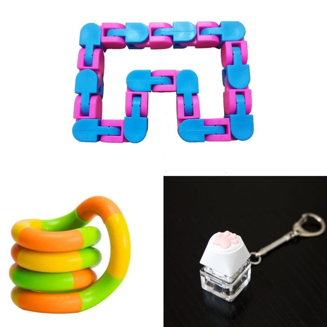 3 Fidget Toys Bundle (choose your colors) The Autistic Innovator Blue & Pink Green yellow orange 