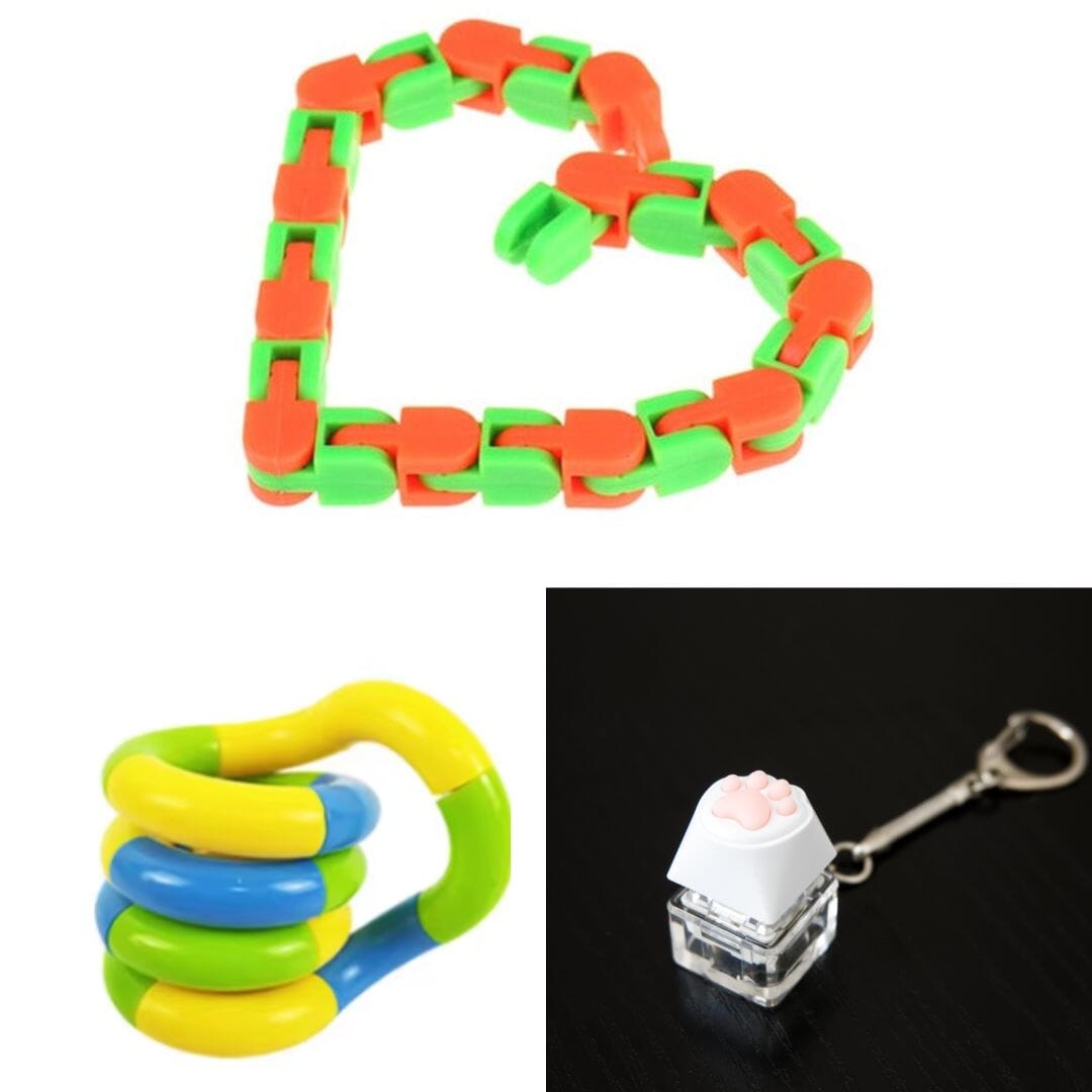 3 Fidget Toys Bundle (choose your colors) The Autistic Innovator Green & Orange Yellow green blue 