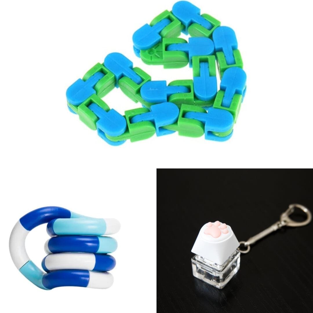 3 Fidget Toys Bundle (choose your colors) The Autistic Innovator Blue & Green Blue white deep blue 