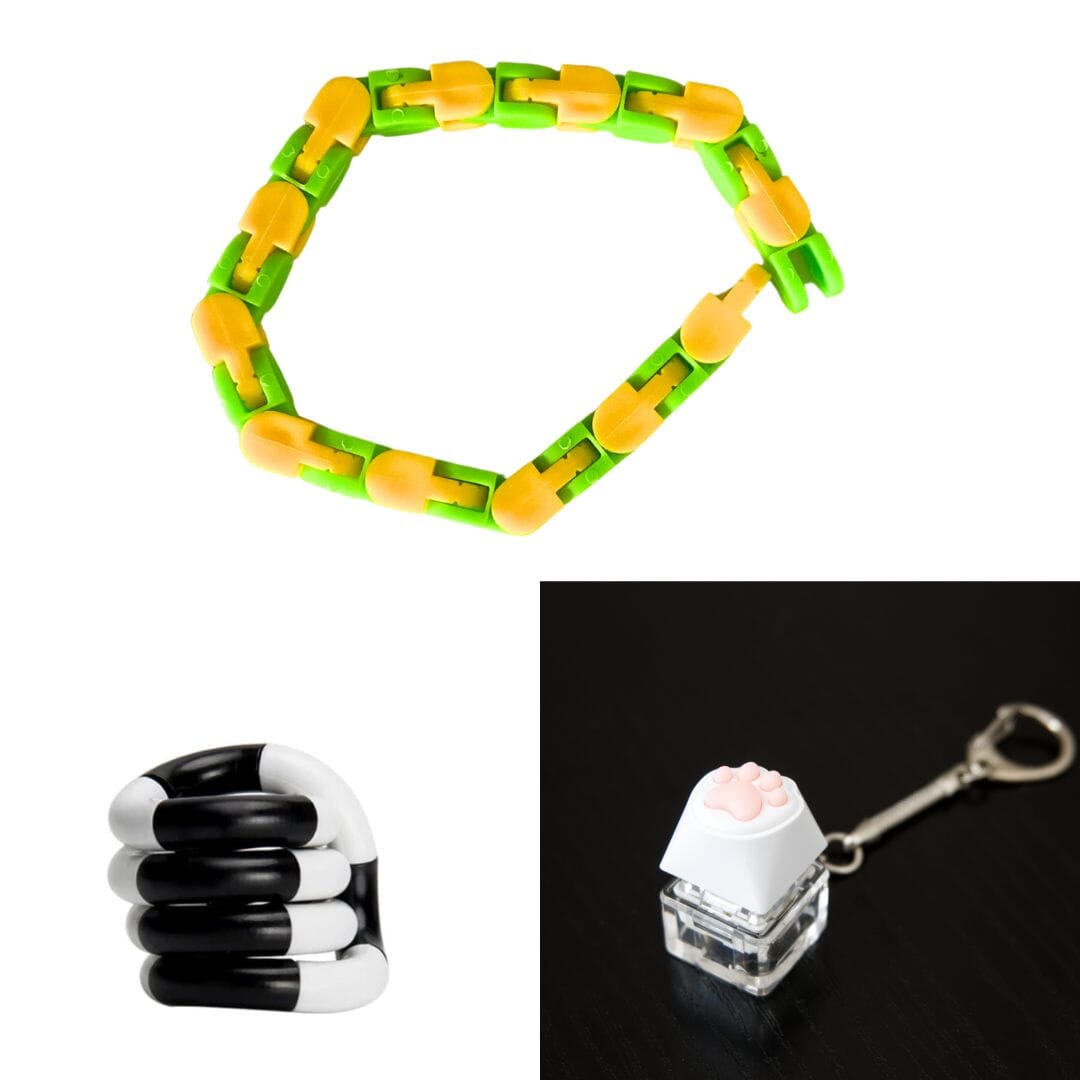 3 Fidget Toys Bundle (choose your colors) The Autistic Innovator Green & Yellow Black and white 