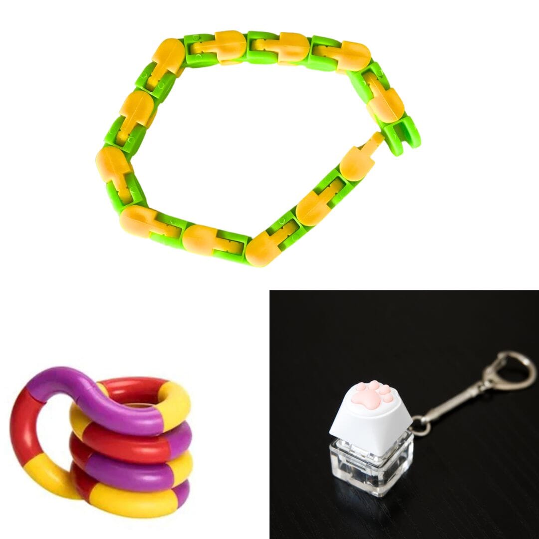 3 Fidget Toys Bundle (choose your colors) The Autistic Innovator Green & Yellow Purple red yellow 