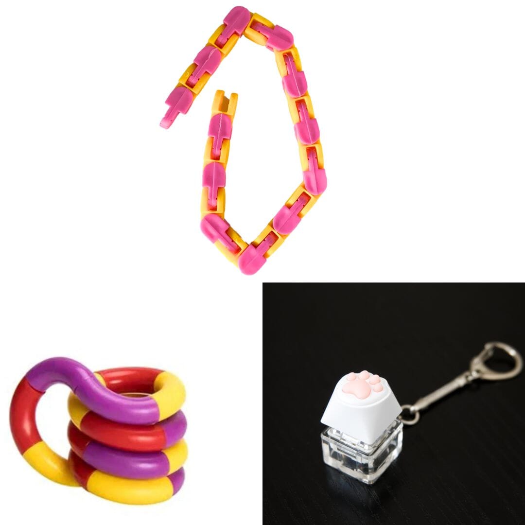 3 Fidget Toys Bundle (choose your colors) The Autistic Innovator Pink & Orange Purple red yellow 