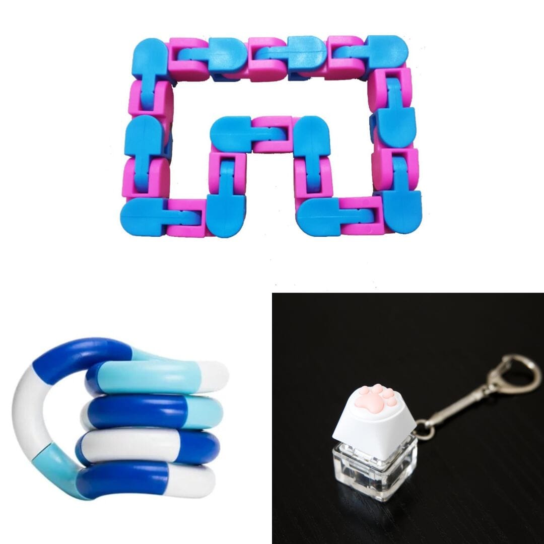 3 Fidget Toys Bundle (choose your colors) The Autistic Innovator Blue & Pink Blue white deep blue 