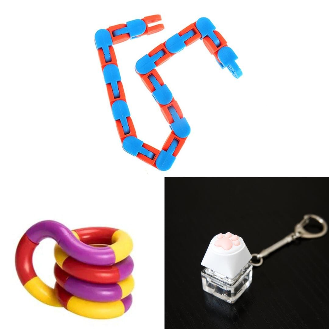 3 Fidget Toys Bundle (choose your colors) The Autistic Innovator Blue & Orange Purple red yellow 