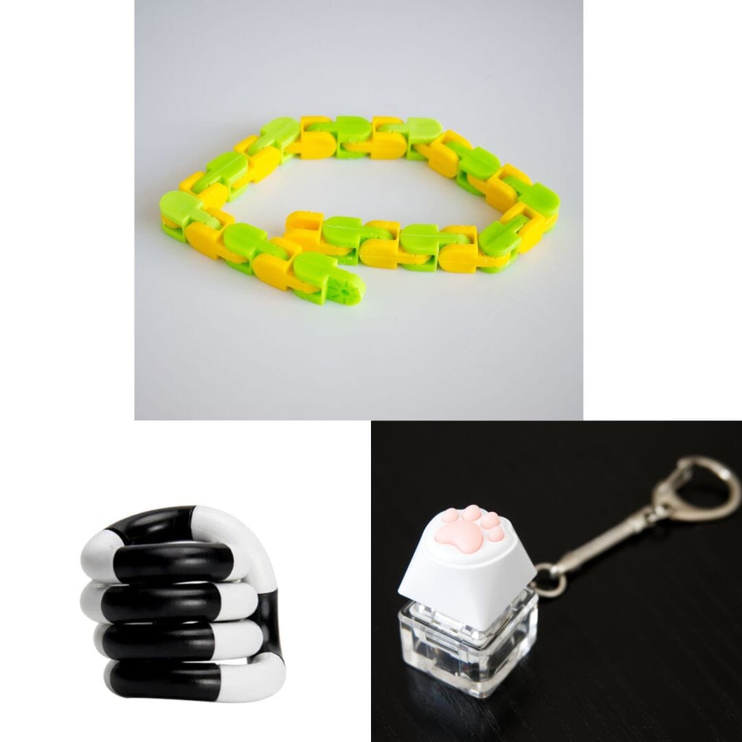 3 Fidget Toys Bundle (choose your colors) The Autistic Innovator Green & Yellow Black and white 