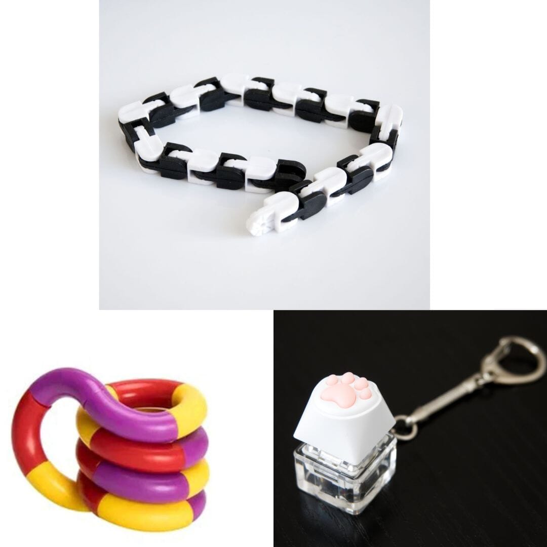 3 Fidget Toys Bundle (choose your colors) The Autistic Innovator Black & White Purple red yellow 