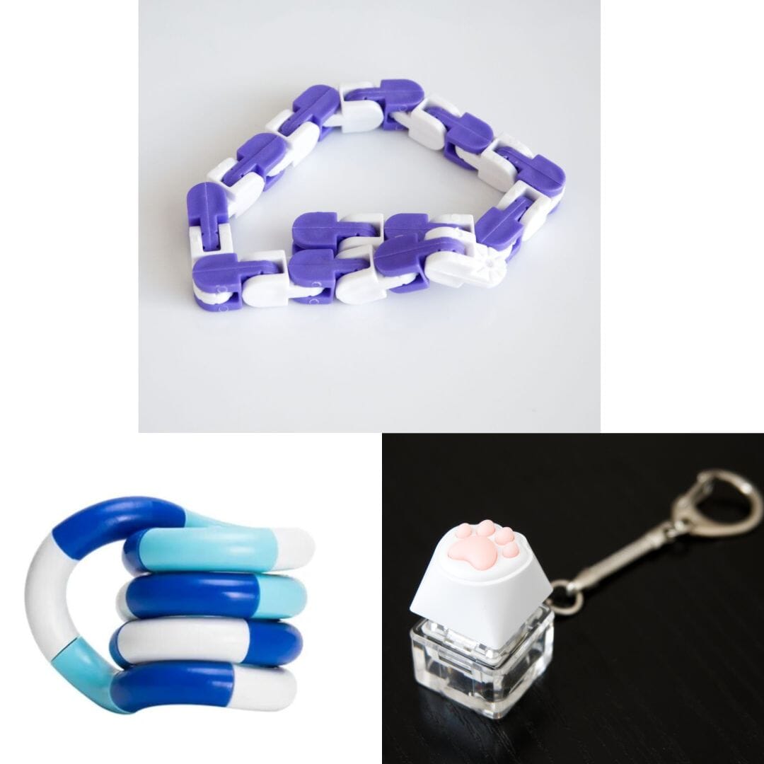 3 Fidget Toys Bundle (choose your colors) The Autistic Innovator Purple & White Blue white deep blue 