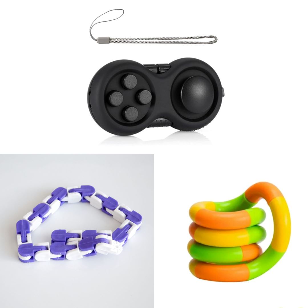 3 Fidgets Bundle (choose your colors) All Black Green yellow orange Purple & White