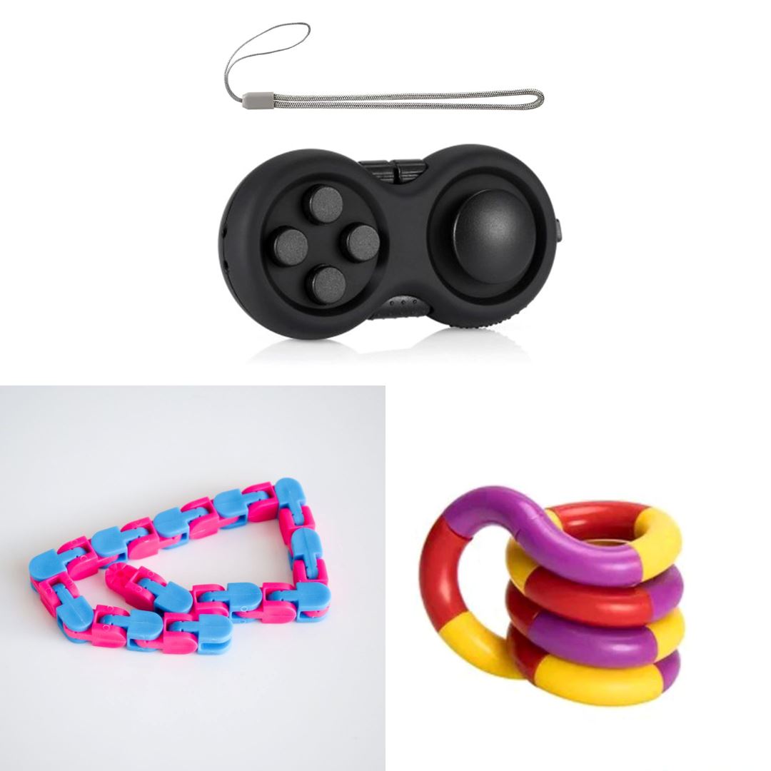 3 Fidgets Bundle (choose your colors) All Black Purple red yellow Blue & Pink