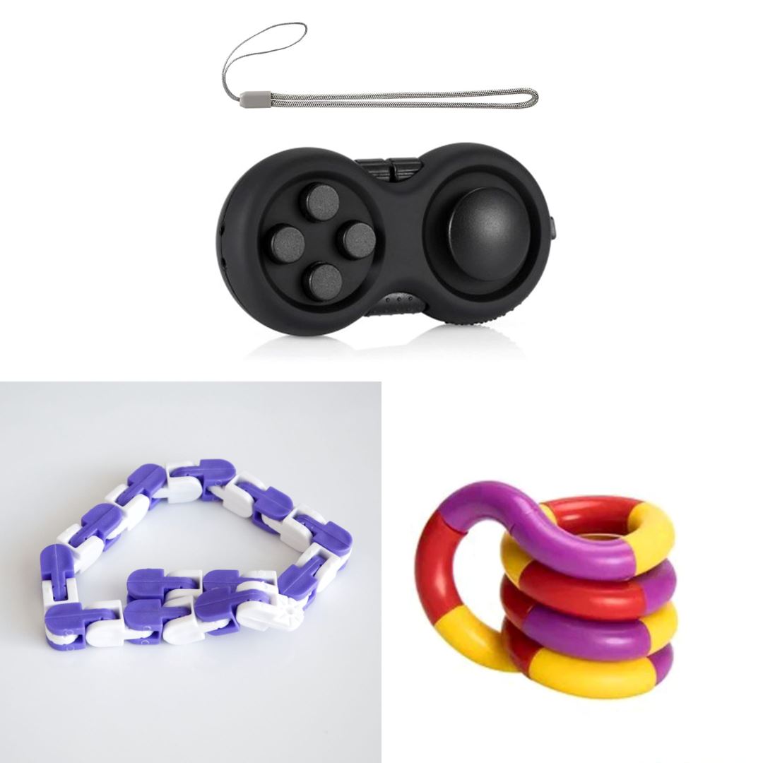 3 Fidgets Bundle (choose your colors) All Black Purple red yellow Purple & White