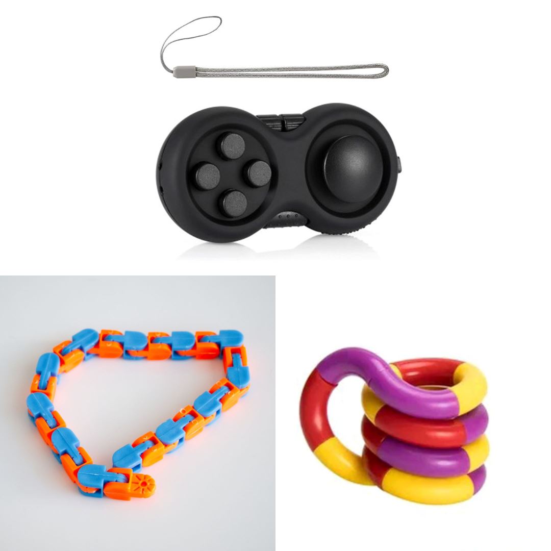 3 Fidgets Bundle (choose your colors) All Black Purple red yellow Blue & Orange