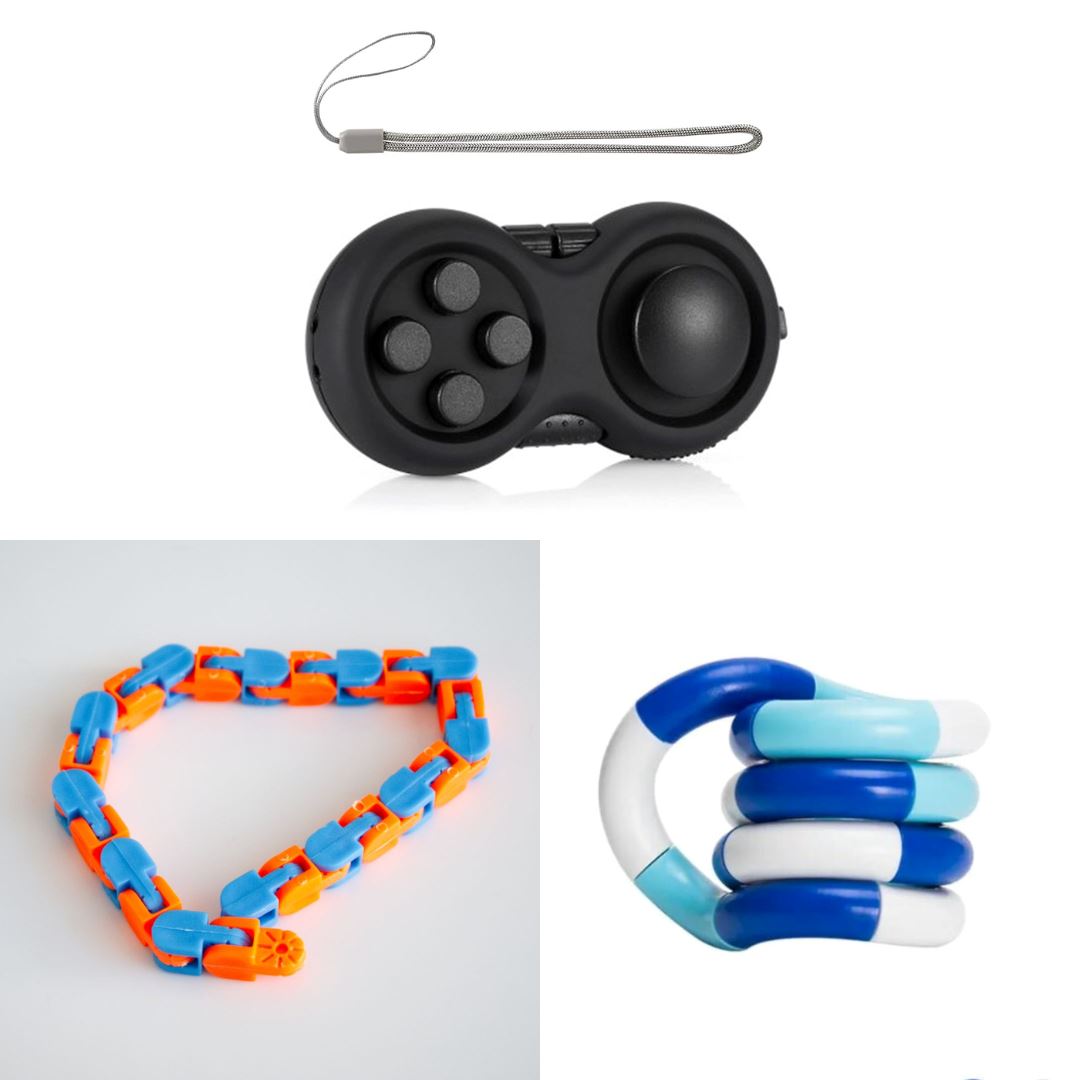 3 Fidgets Bundle (choose your colors) All Black Blue white deep blue Blue & Orange