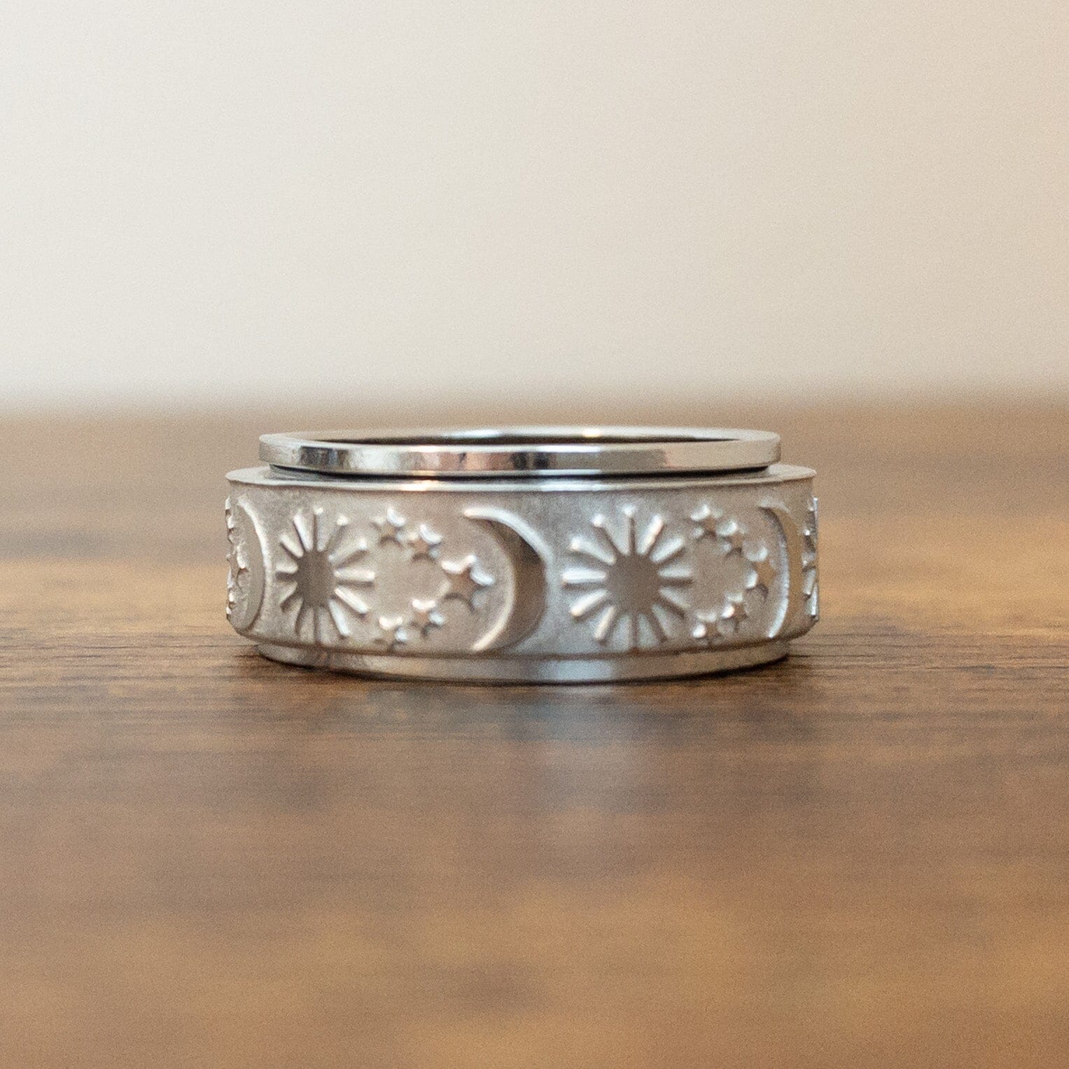 Vintage Style Moon and Star Spinner Ring The Autistic Innovator 10 Silver 